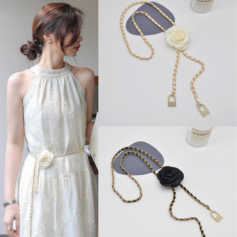 Fashion Pearl Camellia Waist Necklace