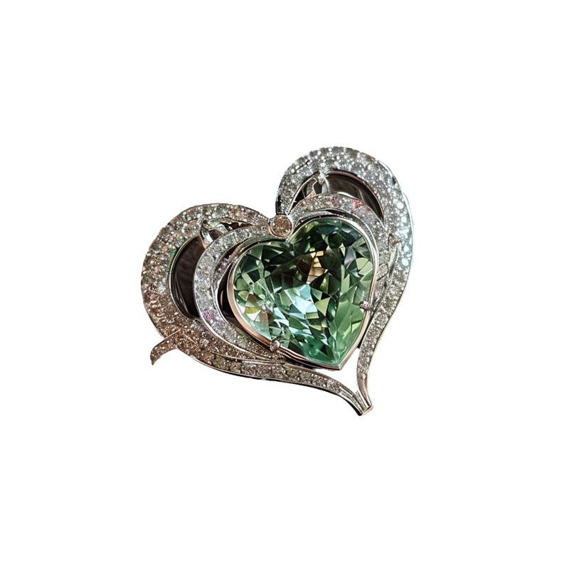 Crystal Heart Brooch