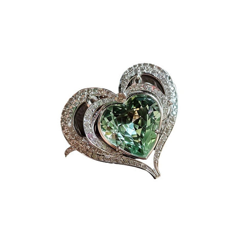 Crystal Heart Brooch