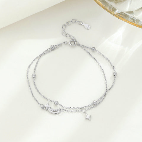 Pure Silver Meteor Double Layer Bracelet