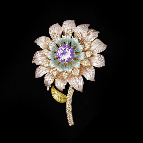 Gold-plated Large Daisy Brooch