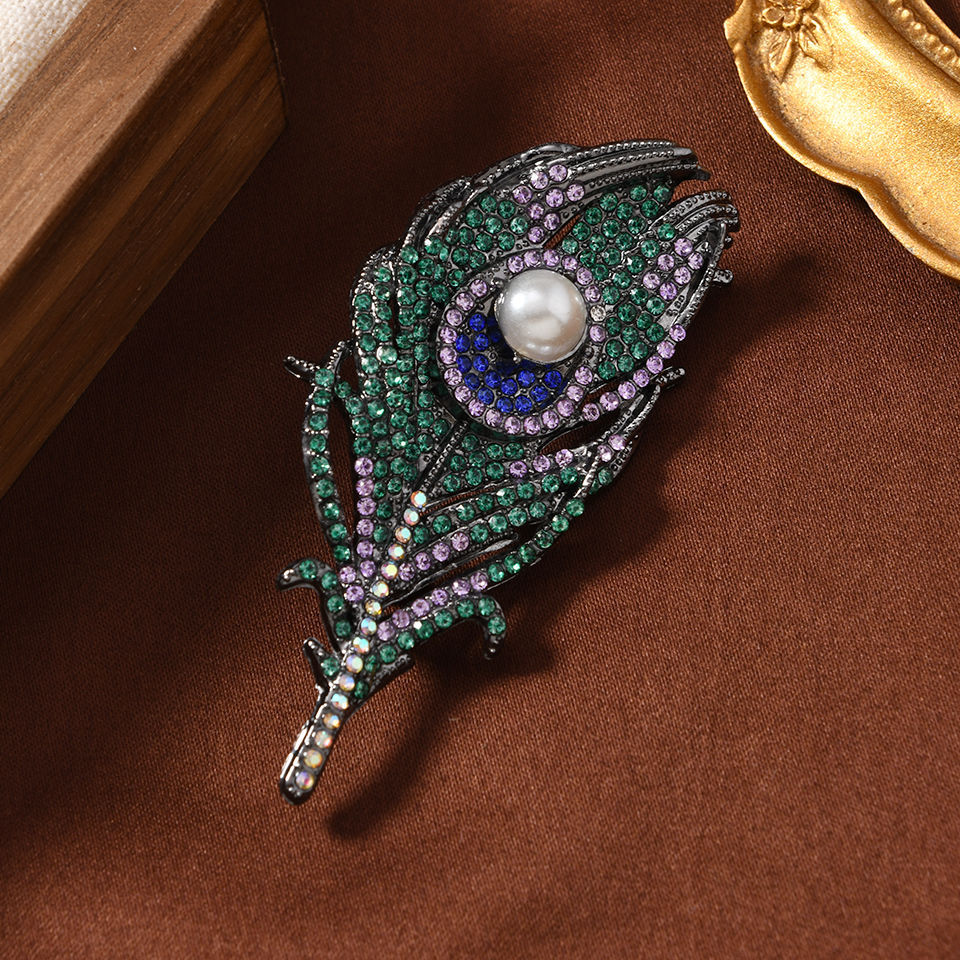 Vintage Peacock Feather Brooch