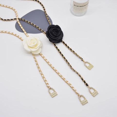 Fashion Pearl Camellia Waist Necklace