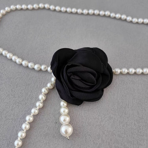 Fashion Pearl Camellia Waist Necklace
