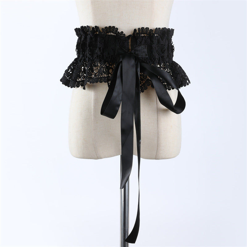 Lace Openwork Design, Women's Tie-up Extra Wide Waist Belt