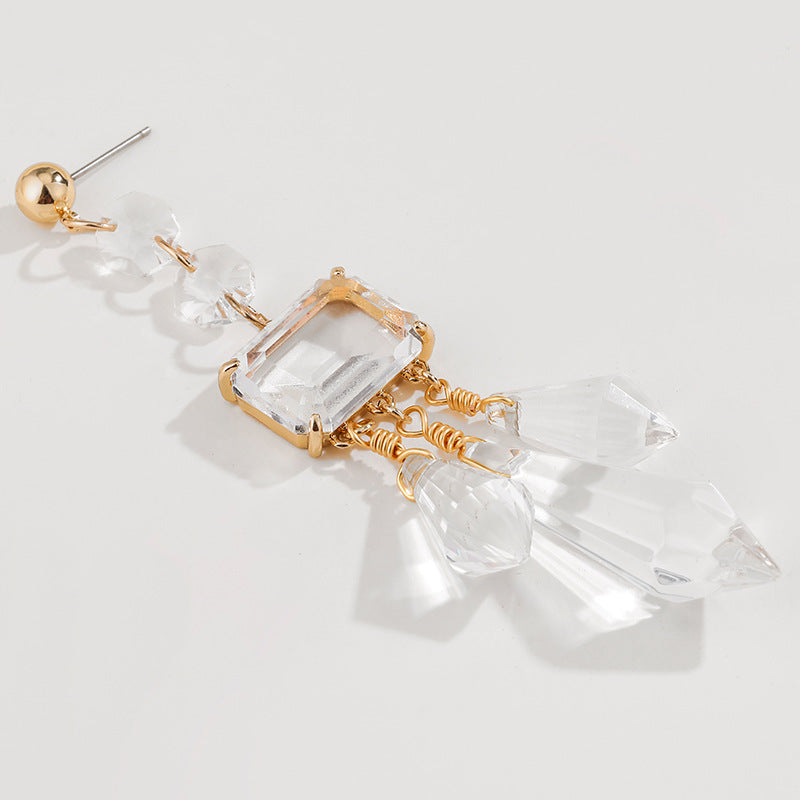 Shaped Glass Diamond Tassel Earrings