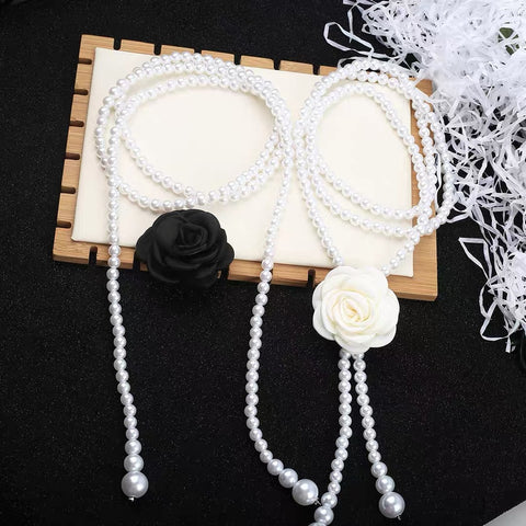 Fashion Pearl Camellia Waist Necklace