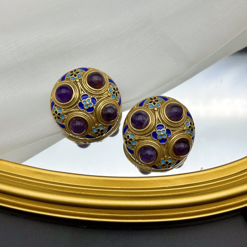 Vintage Handmade Enamel Palace Style Earrings
