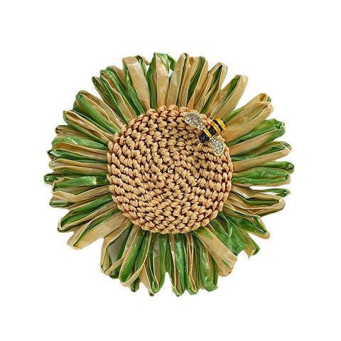 Vintage Bohemian Hand-woven Sunflower Brooch
