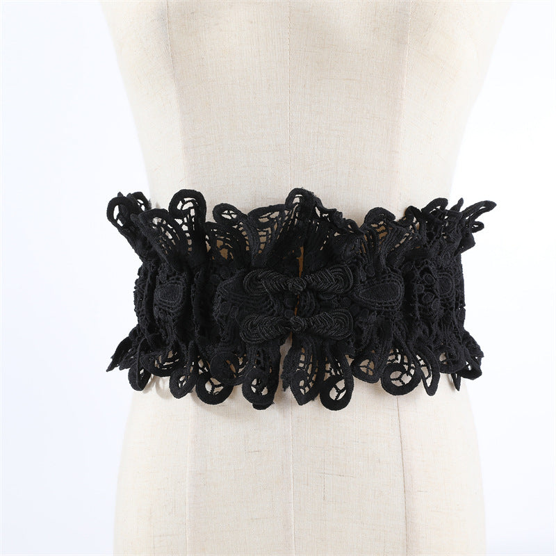Lace Openwork Design, Women's Tie-up Extra Wide Waist Belt