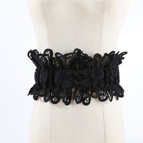 Lace Openwork Design, Women's Tie-up Extra Wide Waist Belt