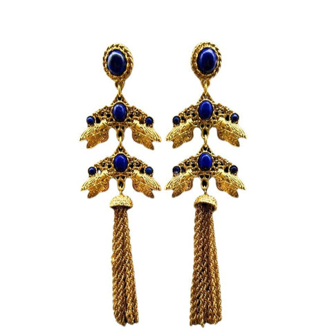 Vintage Replica Textured Tassel Long Earrings