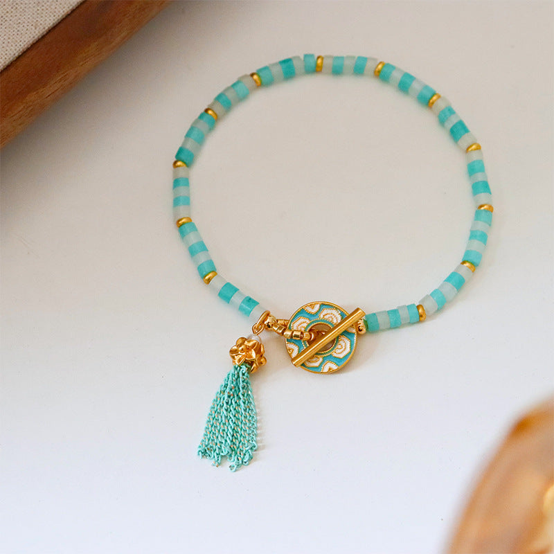 Original Stylish Natural Stone Beaded Tassel Bracelet
