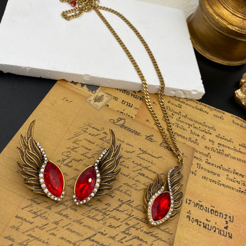 Vintage Retro High-end Design Necklace Earrings Set