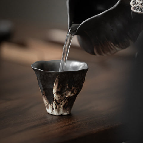 Japanese Style Wabi-sabi Style Lotus Rhyme Stoneware Teacup