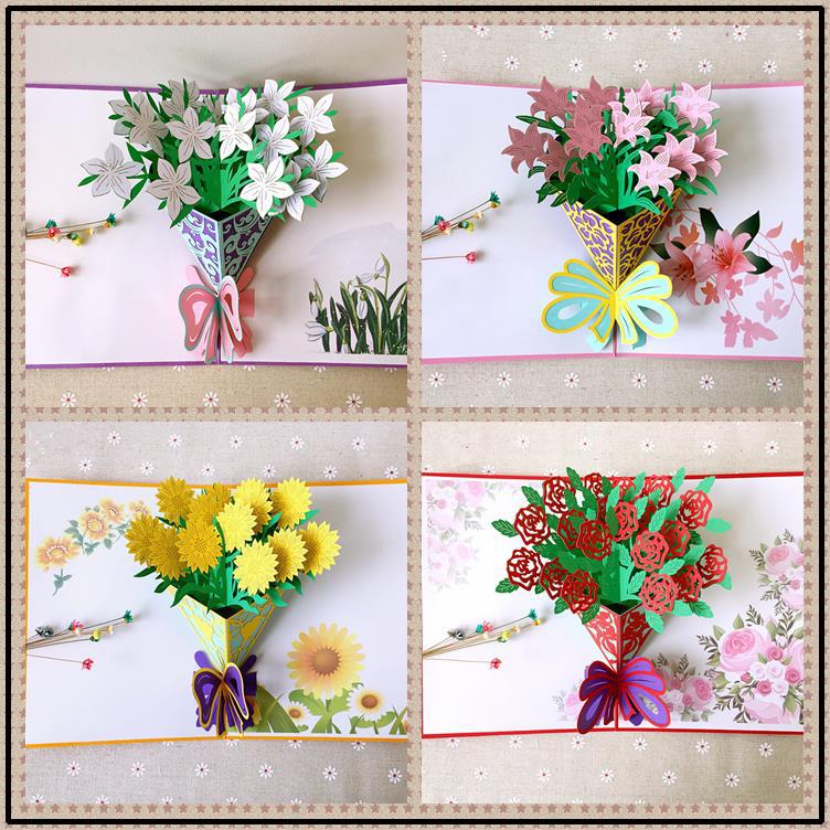 Sunflower 3D Creative Bouquet Stereo Greeting Card