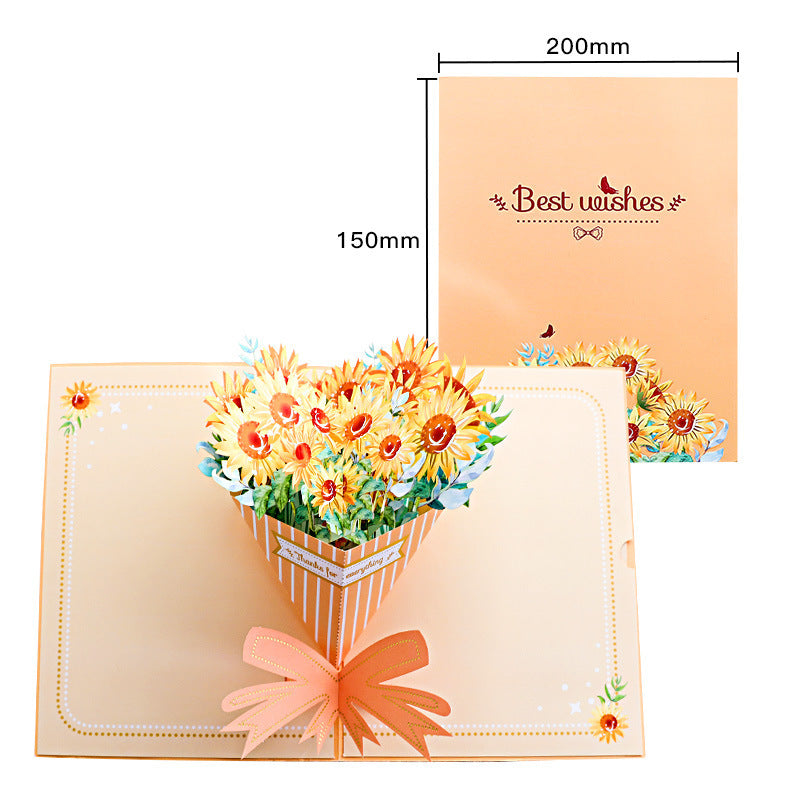 Sunflower 3D Creative Bouquet Stereo Greeting Card