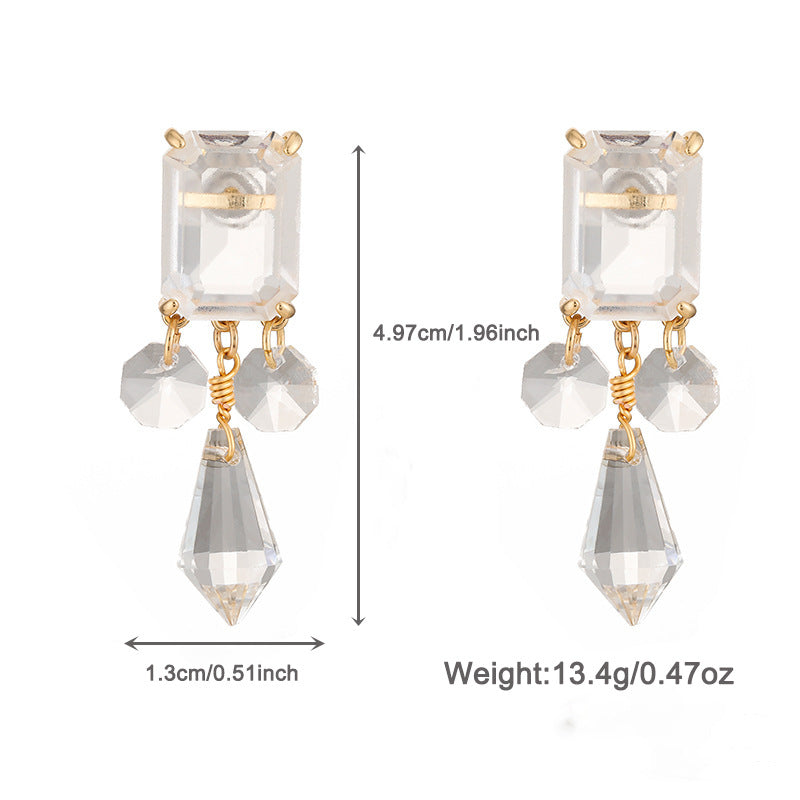 Shaped Glass Diamond Tassel Earrings
