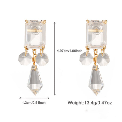 Shaped Glass Diamond Tassel Earrings