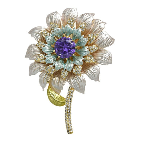 Gold-plated Large Daisy Brooch