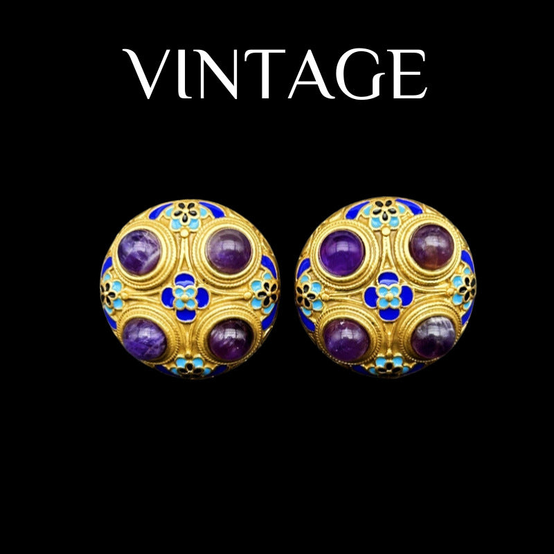 Vintage Handmade Enamel Palace Style Earrings