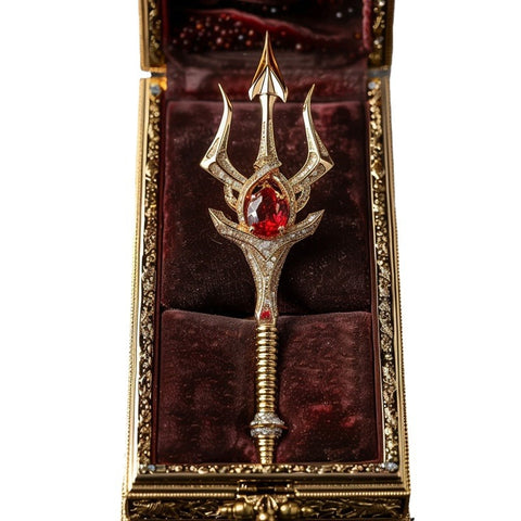 Fashionable and High-end Crystal Scepter Trident Brooch
