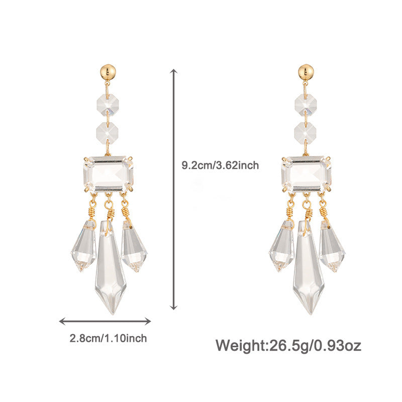Shaped Glass Diamond Tassel Earrings