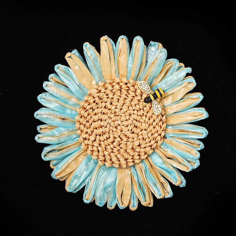 Vintage Bohemian Hand-woven Sunflower Brooch