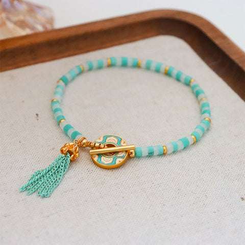 Original Stylish Natural Stone Beaded Tassel Bracelet
