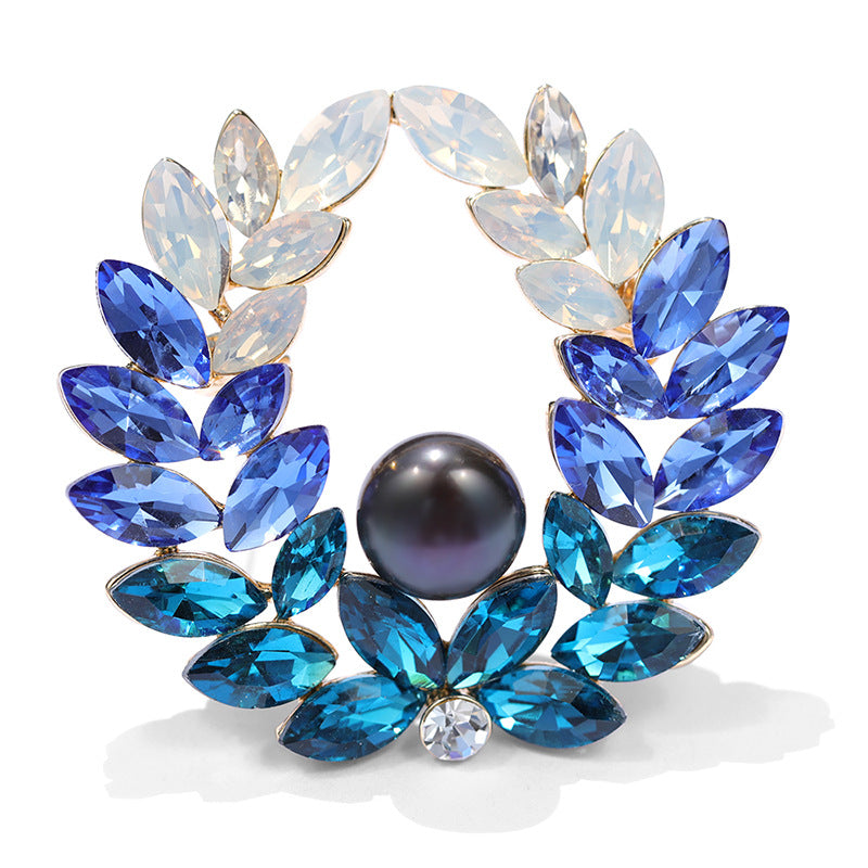 Handmade Original Design Pearl Olive Branch Wheat Ear Brooch