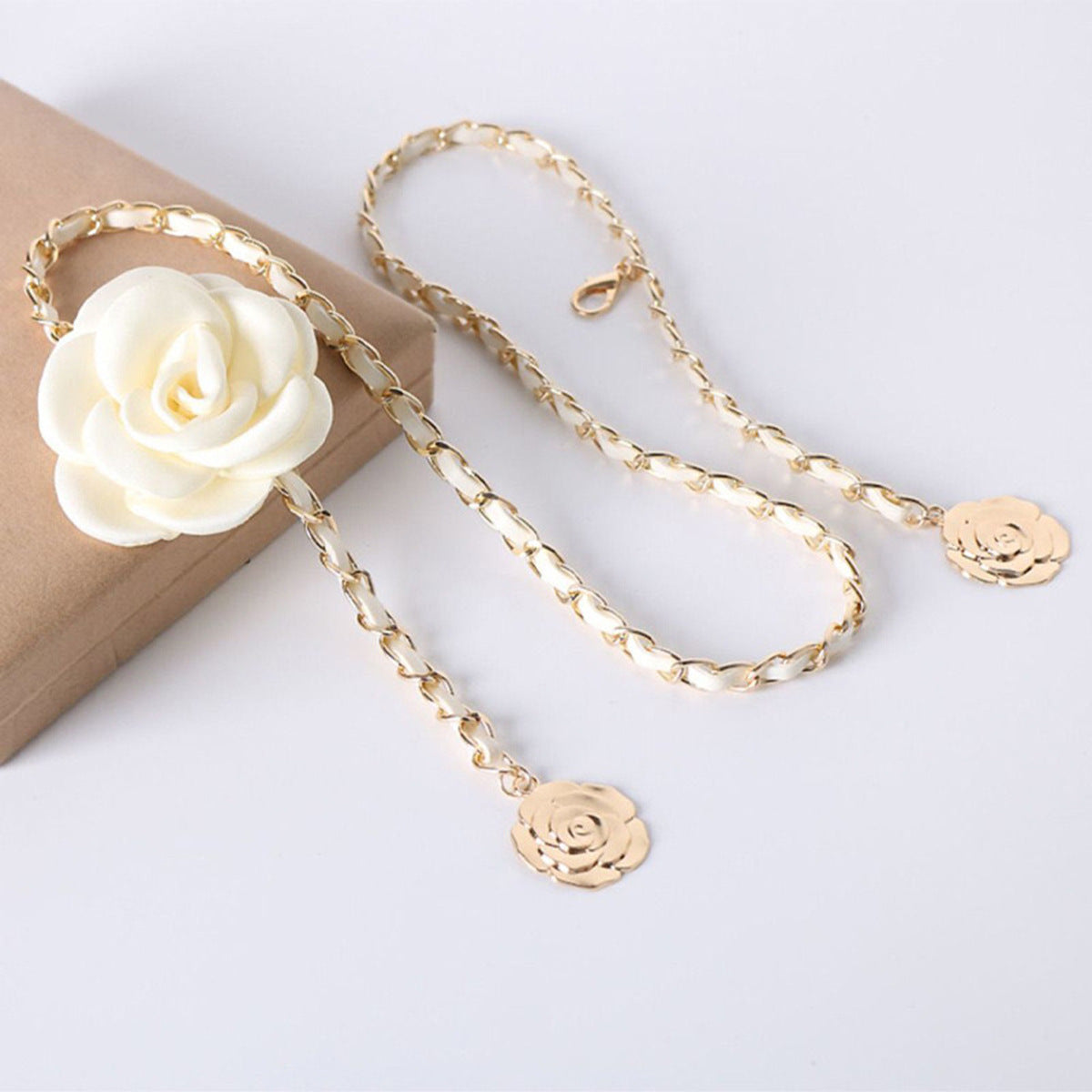 Fashion Pearl Camellia Waist Necklace