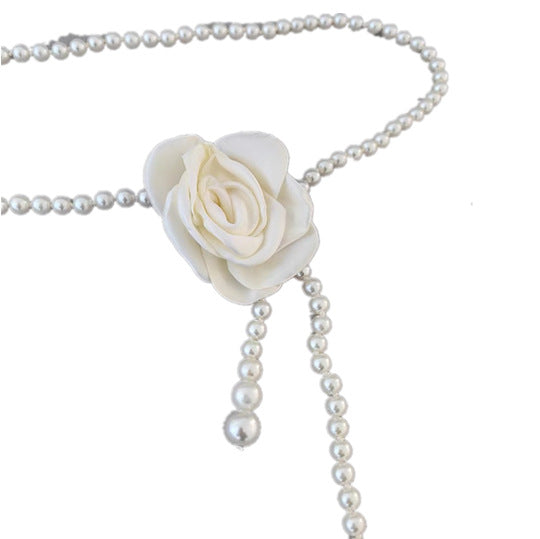 Fashion Pearl Camellia Waist Necklace