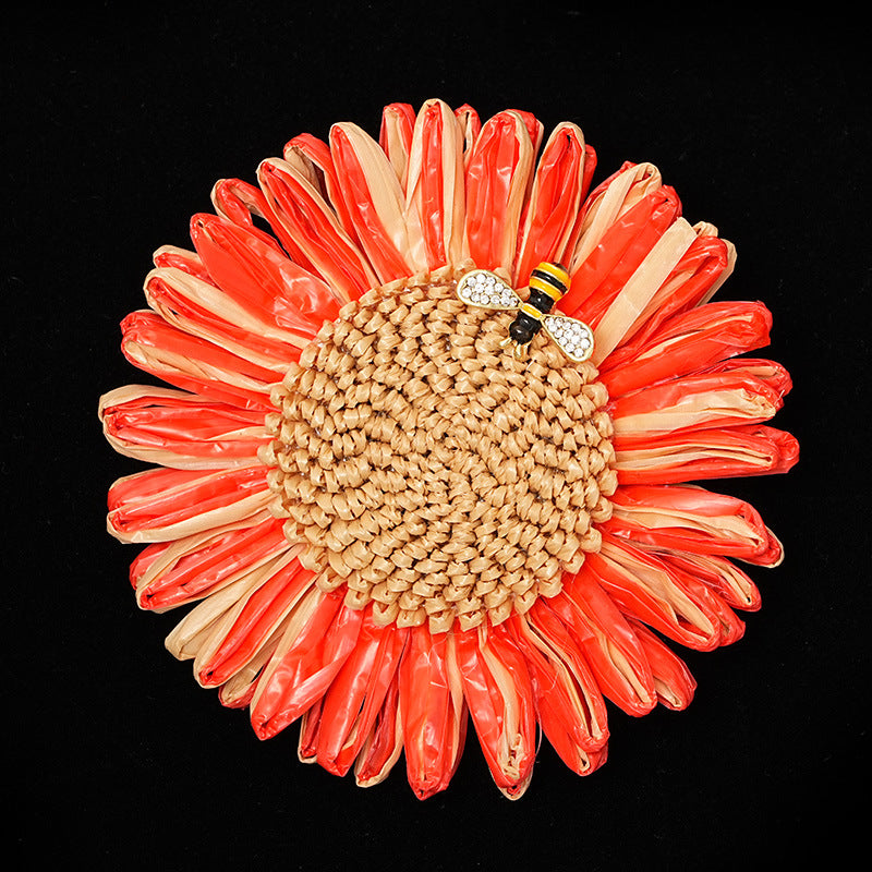 Vintage Bohemian Hand-woven Sunflower Brooch