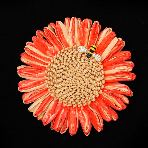 Vintage Bohemian Hand-woven Sunflower Brooch