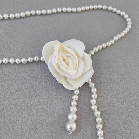 Fashion Pearl Camellia Waist Necklace