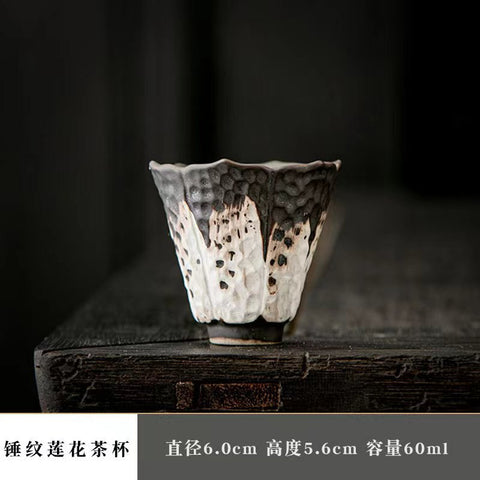Japanese Style Wabi-sabi Style Lotus Rhyme Stoneware Teacup