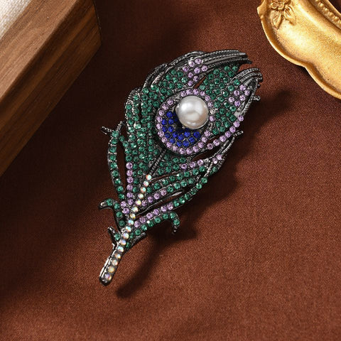 Vintage Peacock Feather Brooch