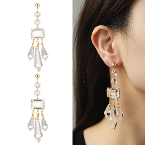 Shaped Glass Diamond Tassel Earrings