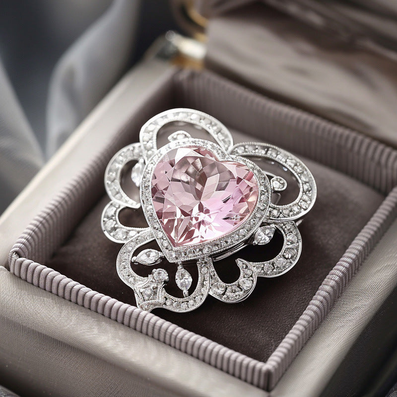 Crystal Heart Brooch