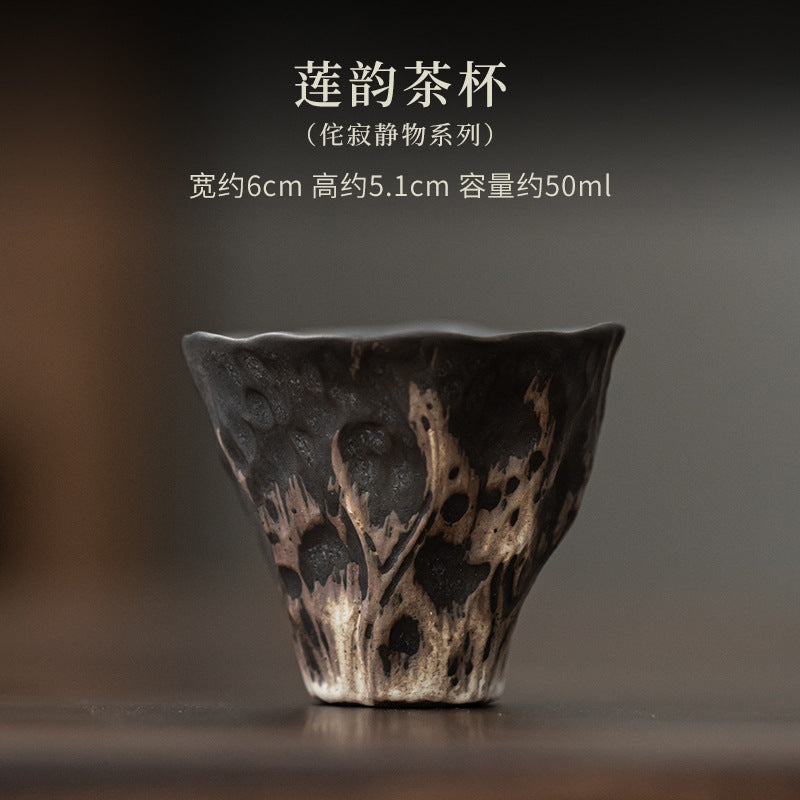 Japanese Style Wabi-sabi Style Lotus Rhyme Stoneware Teacup