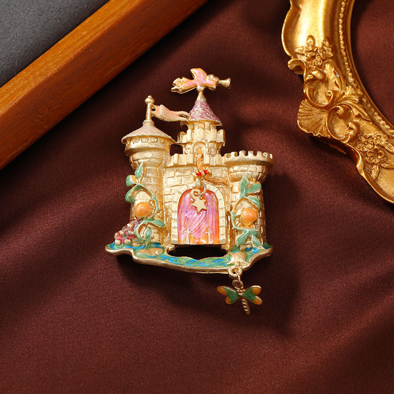 Vintage Dreamy Fairy Tale Castle Brooch