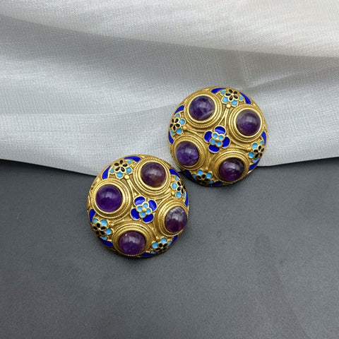 Vintage Handmade Enamel Palace Style Earrings