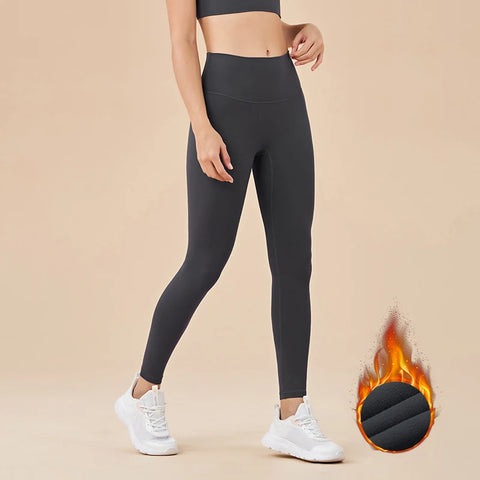 Nylon Winter Warm Invisible Waist Pocket Soft Elastic High Waist Leggings