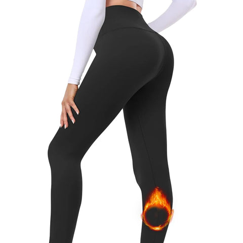 Fleece Lined High Waisted Warm Winter Yoga Pants for Women Thermal Running Workout Black Leggings