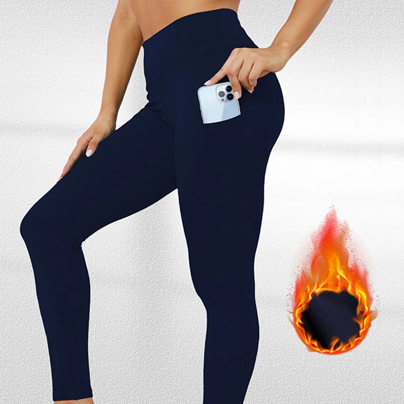 Fleece Lined High Waisted Warm Winter Yoga Pants for Women Thermal Running Workout Black Leggings
