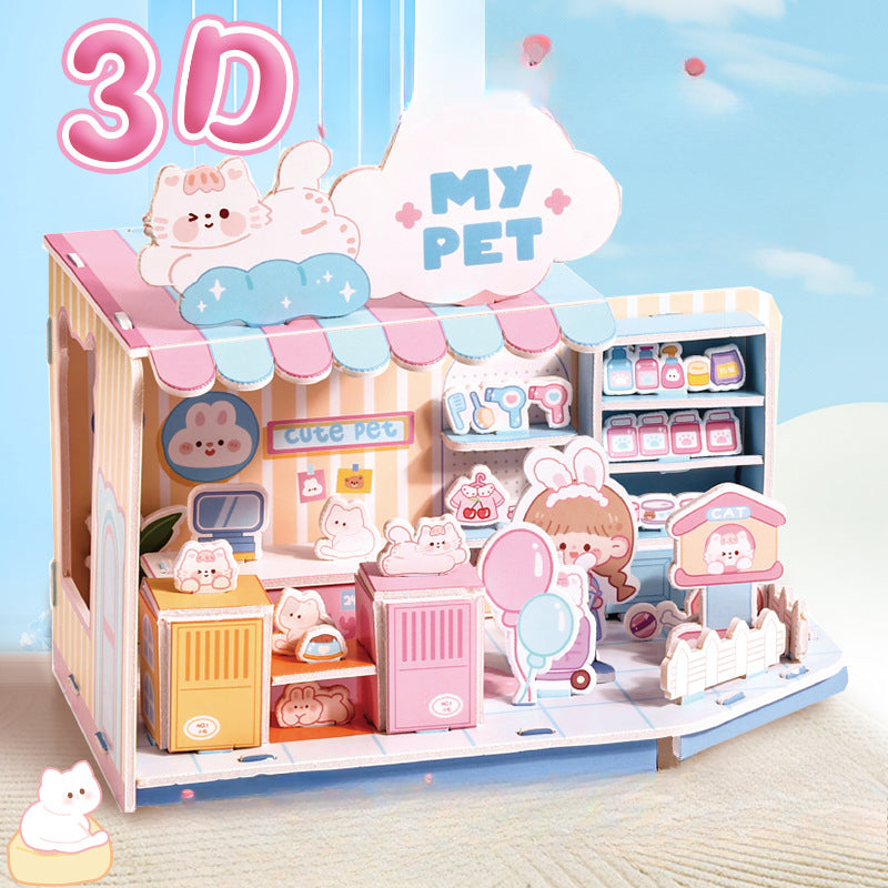 3D Three-dimensional Handmade DIY Assembled House Puzzle Model Card