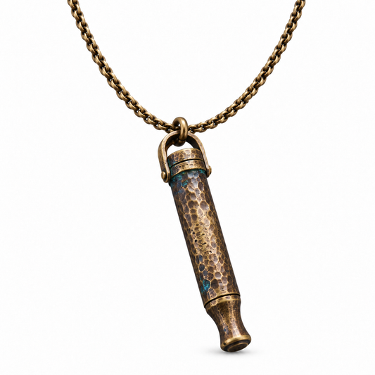 The Zen Anchor breathing necklace in antique brass tone